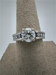 Lady's Diamond Engagement Ring 11 Diamonds 1.25 Carat T.W. 14K White Gold 3.89g